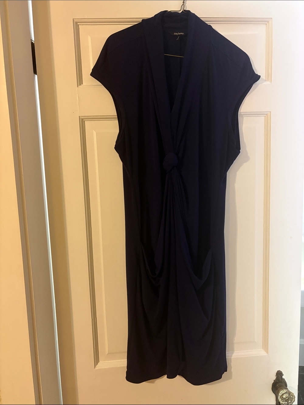 Daisy Fuentes Navy Knot-Front Draped Dress